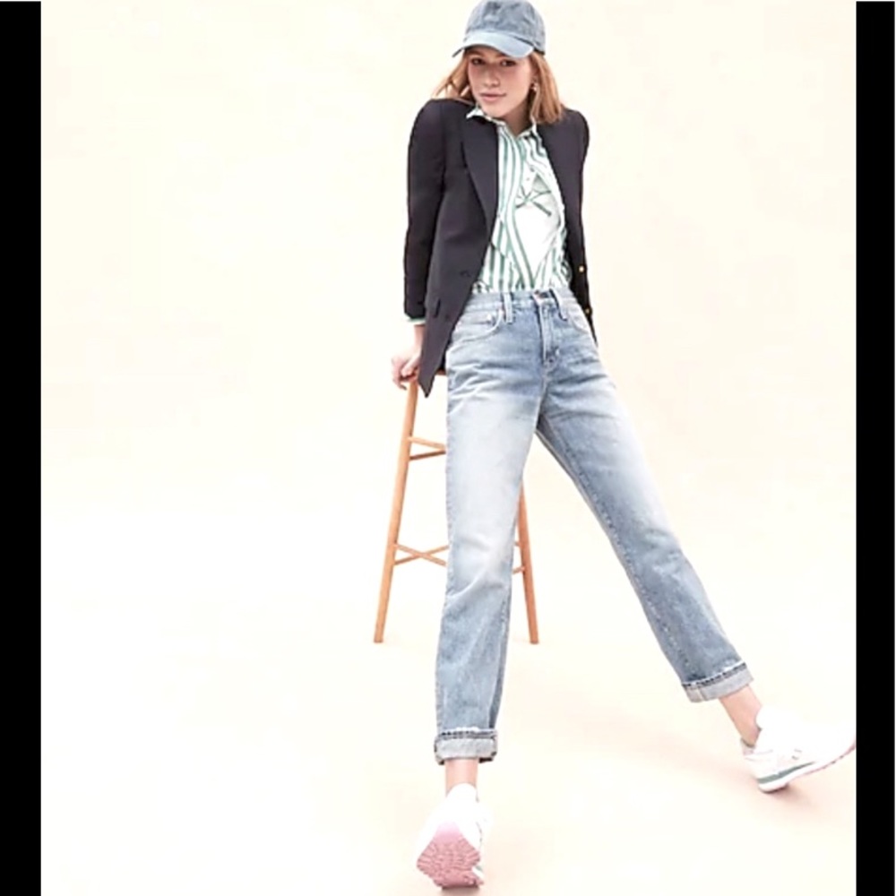 NWT J Crew Slouchy Boyfriend Jean Simsberry Wash AV761 29 Rigid 100% Cotton